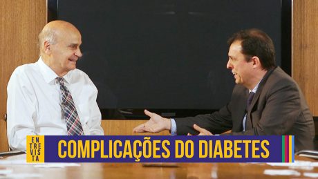 Thumbnail com dr. Drazuio à esquerda e o endocrinologista oão Salles à direita e o texto "complicações do diabetes".
